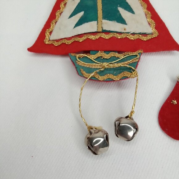 MCM Christmas Ornament Set Of 2 Felt Tree & Mittens Made In Japan 1950s - Picture 4 of 8